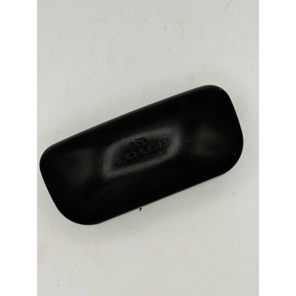 COACH EYEWEAR Large Black Faux Leather Hard Clamshell Wrap-Around Sunglass Case